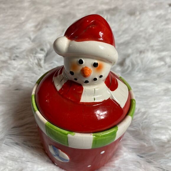 Royal Norfolk Christmas Snowman Candy Dish with Lid - Picture 2 of 7